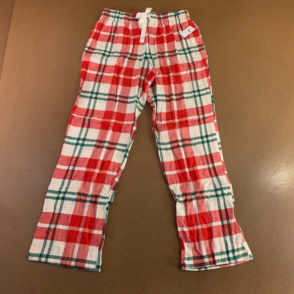Old Navy Womens Size Small Christmas Red Plaid Mid Rise Flannel Pajama Pants NWT